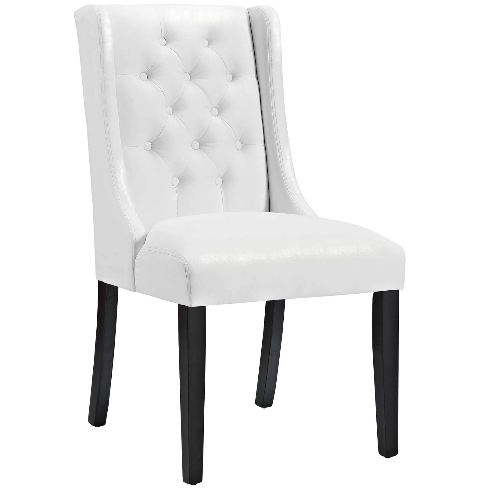 Modway Baronet Modern Tufted Faux Leather Upholstered, Dining Chair, White